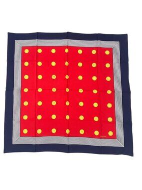 Chanel Scarf Silk CC Logo Gold Coin Pattern Red Multicolor